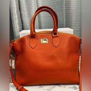 DOONEY & BOURKE Vintage Pebble Leather Satchel Crossbody & Short handle Orange